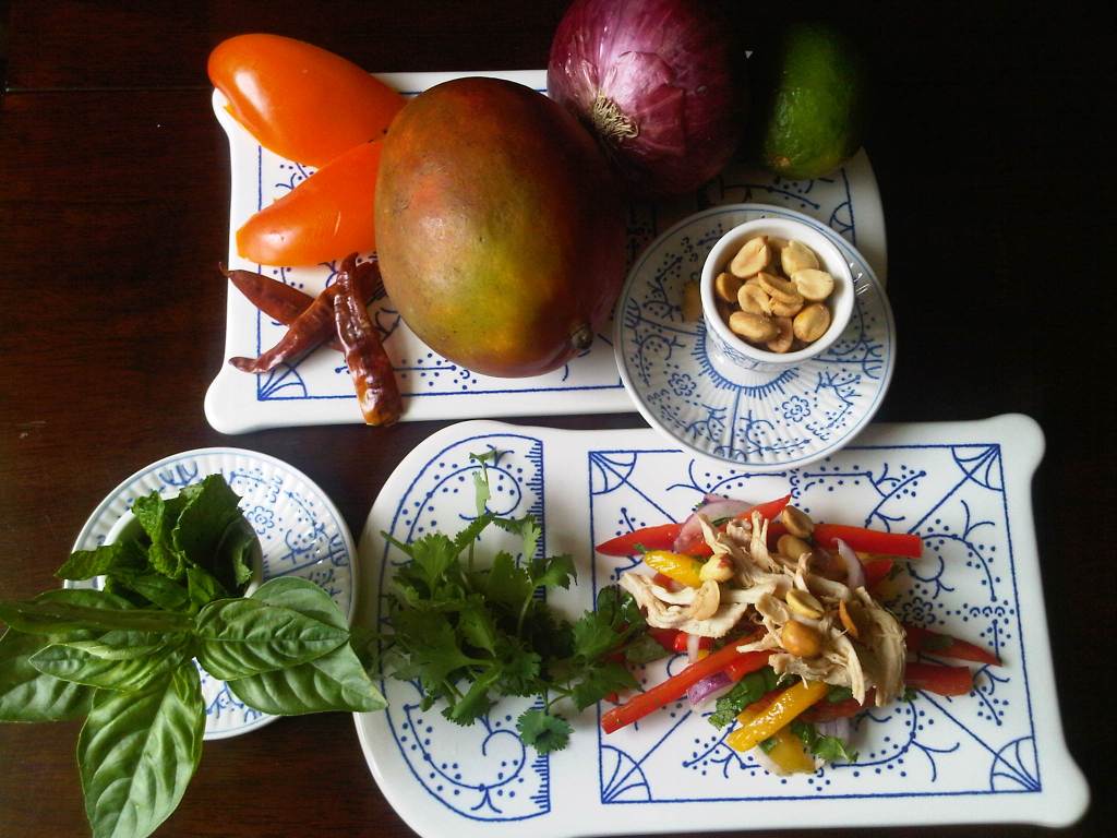 Ingredients for Thai Mango Salad with Chicken and Shrimp
