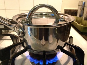 Cooking basmati rice on the stovetop with lid closed