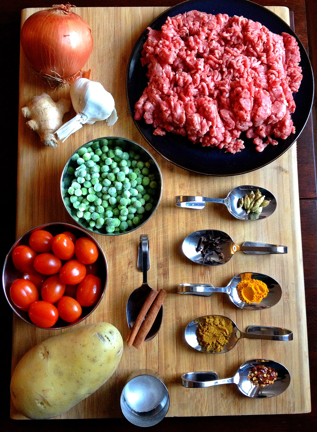 Ingredients for Lamb Keema with Potatoes and Sweet Green Peas
