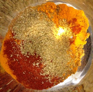 Spice mixture for Baingan Burtha (Eggplant Curry)