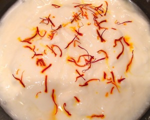 Saffron yogurt sauce for Lamb Biryani
