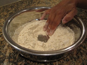 Making homemade whole wheat chapatis